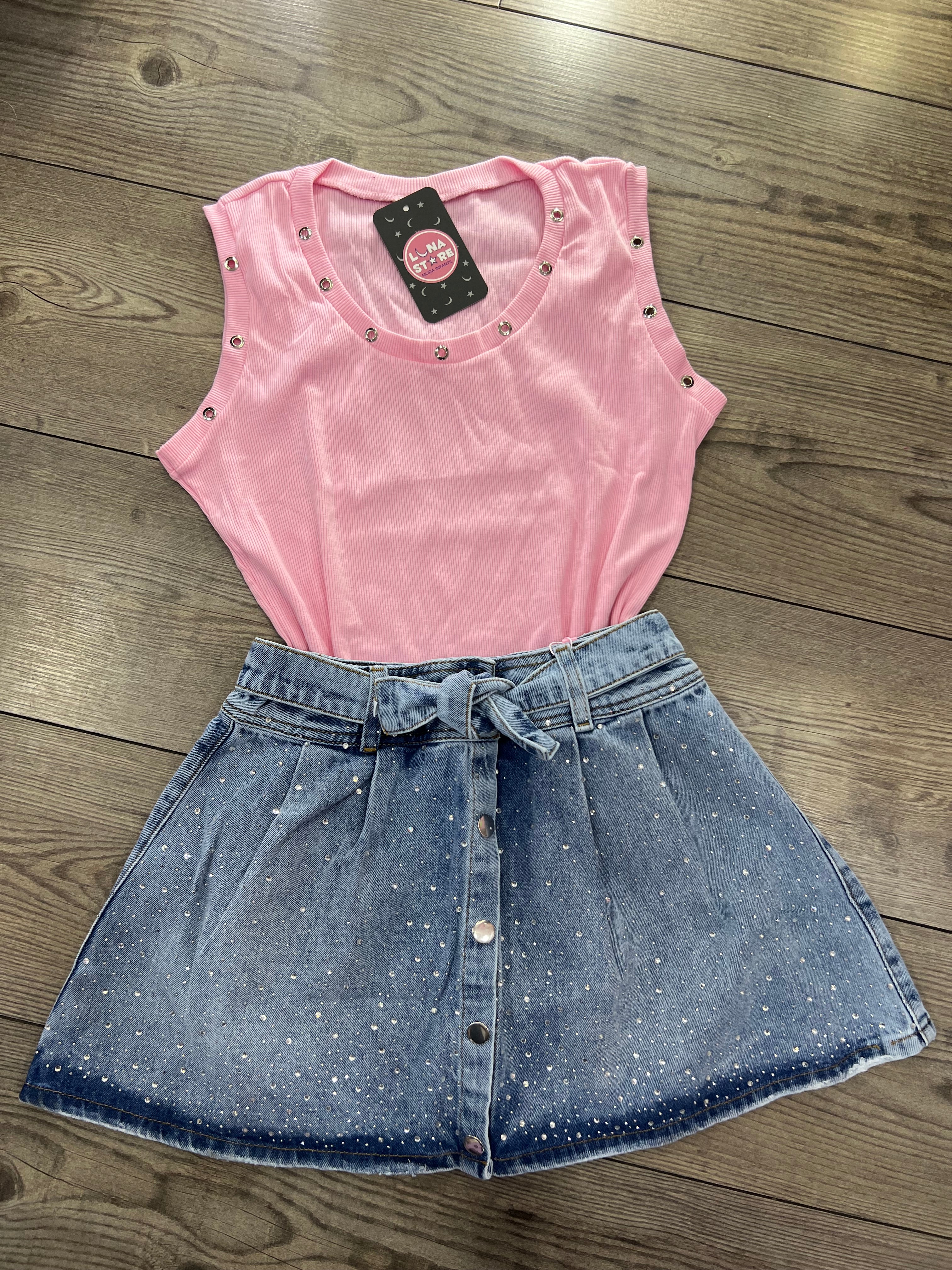Conjunto Falda Jean Brillos