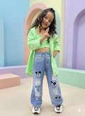 Conjunto Urbano Niña Verde Neon & Jean Mickey