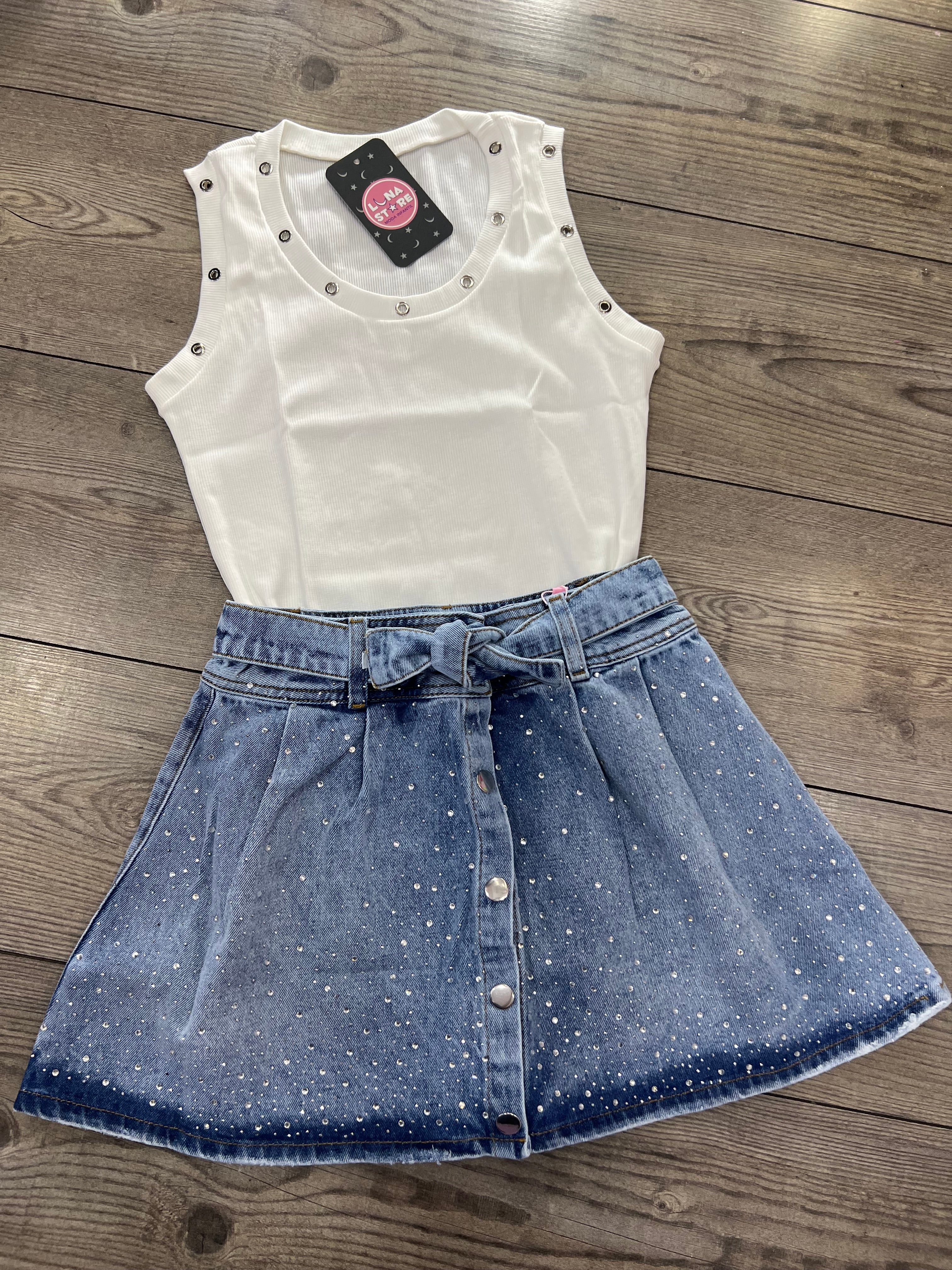 Conjunto Falda Jean Brillos