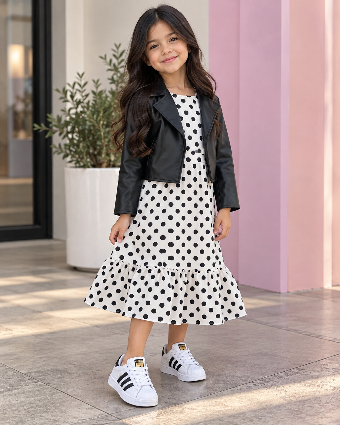 Vestido con Chaqueta tipo cuero